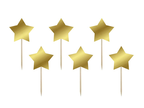 Pene cu stea de aur - 7 cm - 6 buc.