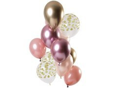 Set de baloane din latex roz și auriu - 30 cm - 12 buc.