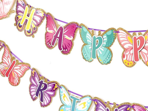 Hapy Birthday ghirlandă cu fluturi - 500 cm - 1 op.