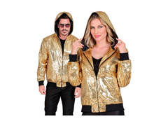 Jachetă cu paiete Party - bomber cu glugă - auriu