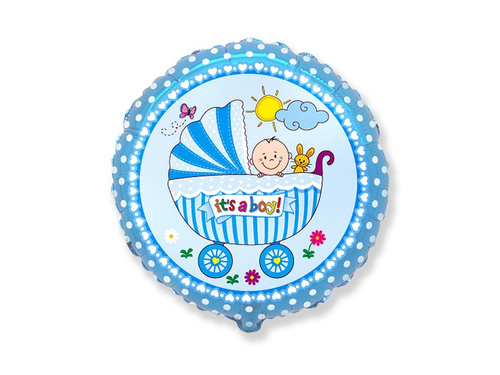 Balon albastru cu folie pentru cărucior - 46 cm - 1 buc.