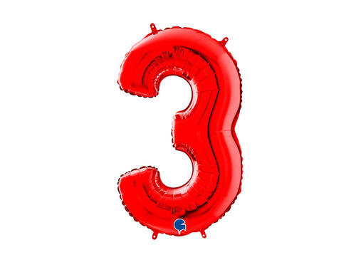 Balon din folie numărul 3 roșu - 66 cm - 1 buc.