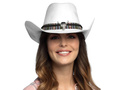 Pălărie de cowboy Django albă - 1 buc.