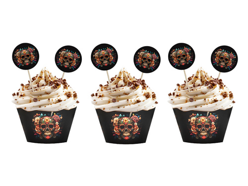 Dia de los muertos set de decorațiuni pentru cupcakes - 12 buc.