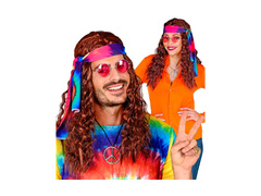 Peruca hippie maro cu bentiță