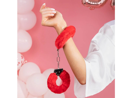 Cătușe roșii cu blană - 1 buc.