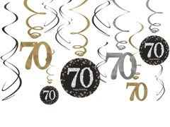 Vârtejuri de decor suspendate pentru a 70-a aniversare - 12 buc.