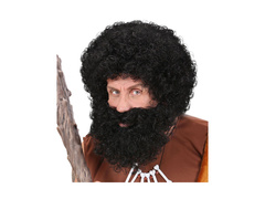 Knecht Ruprecht peruca neagră cu barbă