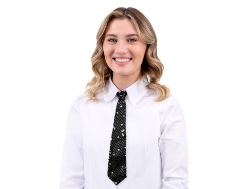 Cravată cu paiete - negru - 36 cm - 1 buc.