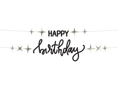 Banner aniversare fericită negru - 100 cm - 2 buc.