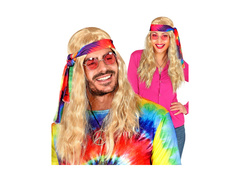 Peruca hippie blondă cu bentiță