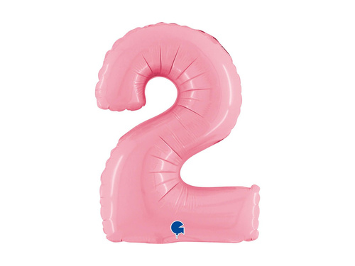 Balon din folie numărul 2 roz pastel - 14" - 1 buc.