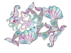 Decorare față-verso Sirenă - 12 buc.