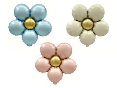 Baloane din folie Flori albastru roz bej - 40 cm - 3 buc.