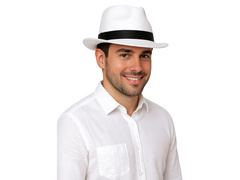 Pălărie de gangster albă cu bordură neagră - 1 buc.