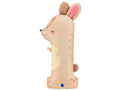 Balon din folie numărul 1 Hare - 45x95 cm - 1 buc.