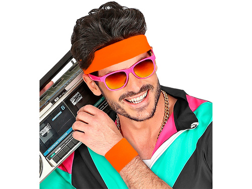 Disco 80s neon portocaliu brățări - 2 buc.