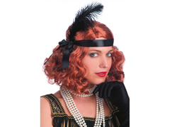 Peruca retro cu bentiță și pană - 1 buc.