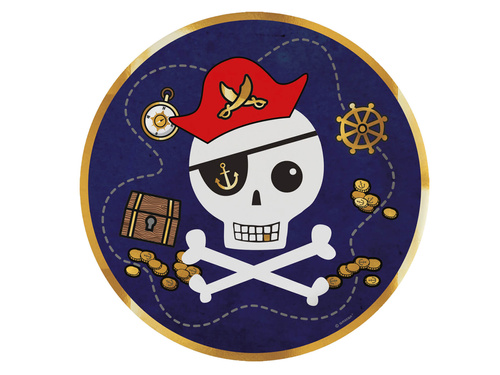 Farfurii pentru ziua de naștere Pirate Map - 23 cm - 8 buc.