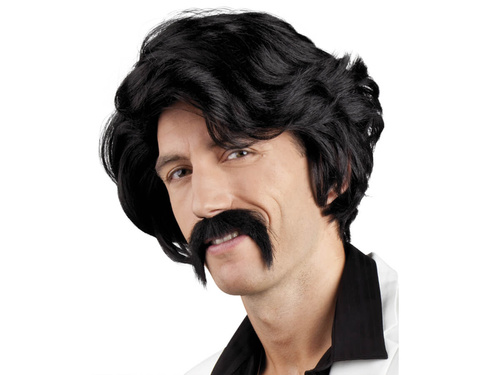 Peruca neagră cu mustață - 1 buc.