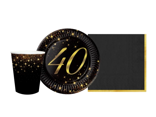 Set de hârtie strălucitoare pentru o petrecere aniversară de 40 de ani - 44 de bucăți