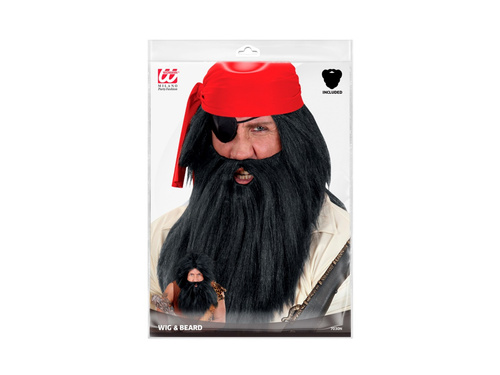 Peruca neagră de pirat cu barbă