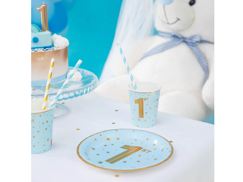 Pahare de hârtie albastre pentru ziua de naștere - 220 ml - 6 buc.