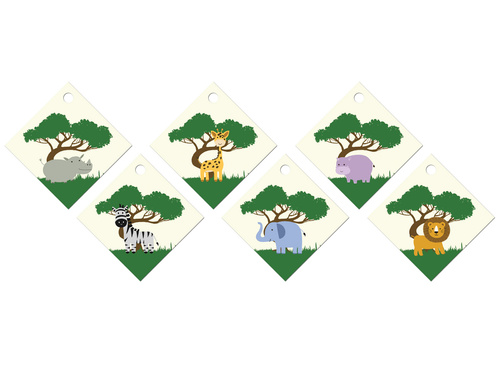 Pandantive pentru sticle cu panglică Safari - 12 buc.