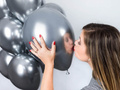Baloane din latex argintiu strălucitor - 33 cm - 5 buc.