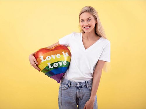 Love is Love balon cu inima din folie - 35 cm - 1 buc.