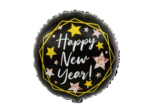 Balon rotund din folie Happy New Year - 45 cm - 1 buc.
