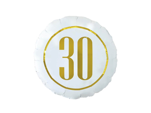 Balon de folie pentru a treizecea aniversare alb - 46 cm - 1 buc.