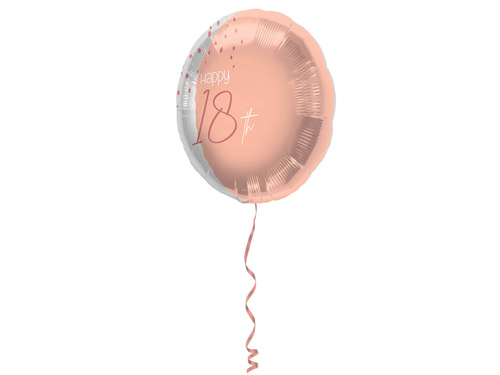 Balon din folie roz auriu Happy 18th - 45 cm - 1 buc.