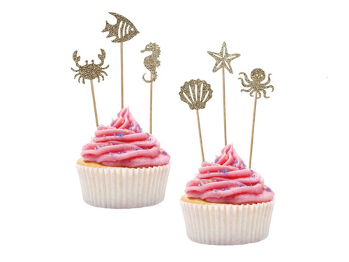 Colectoare aurite cu sclipici Lumea subacvatică - 6 buc.