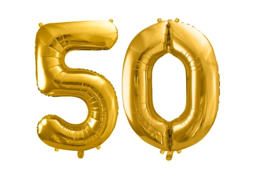 Baloane din folie numărul 50 auriu - 86 cm - 2 buc.