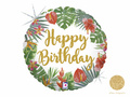 Balon de foi cu frunze tropicale Happy Birthday - 46 cm - 1 buc