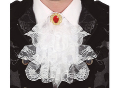 Jabot alb cu broșă - 1 buc.