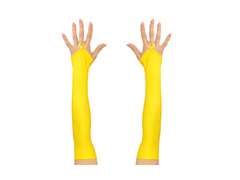 Neon galben satin mănuși fără degete 43 cm