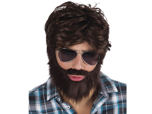 Peruca maro pentru bărbați cu barbă - 1 buc.