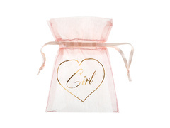 Pungi organza pentru fete roz - 7,5 x 10 cm - 6 buc.