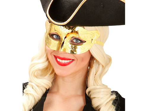 Mască de carnaval metalică aurie - 1 buc.