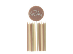 Set lumânări Happy Birthday roz și bej - 11 buc.