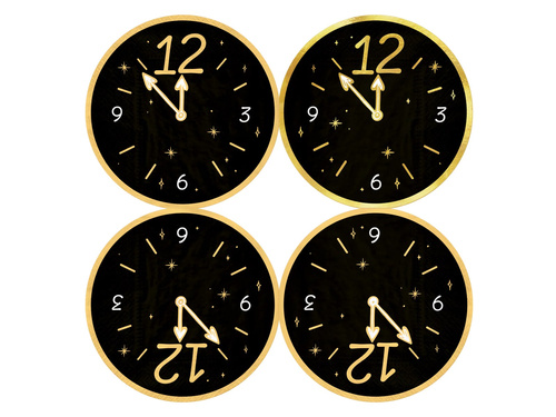 New Year's Eve Clock Șervețele de Anul Nou fericit negru - 33 cm - 10 buc.