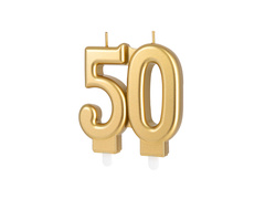 Lumânare aurie aniversară 50 de ani - 7,7 cm - 1 buc.