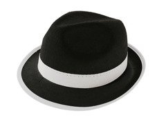 Pălărie de gangster MICHAEL JACKSON neagră cu ornamente albe - 1 buc.