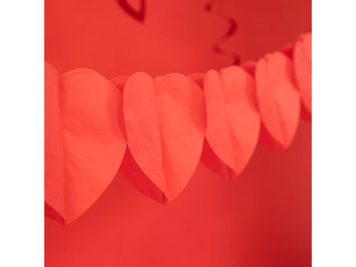 Ghirlandă de hârtie Inimi roșu - 200 cm - 1 buc.