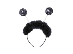 Bentiță cu paiete negre și blană