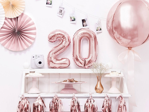 Balon din folie numărul 2 roz auriu - 35 cm