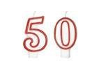 Lumânări numerice cu margine roșie - 50 - fifty - 2 buc.