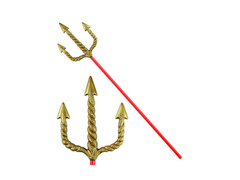 Furcă spiralată aurie cu mâner roșu - 120 cm